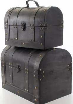 Casa Padrino Art Deco Holz Lunchbox Set Schwarz - Wohnzimmer Dekoration