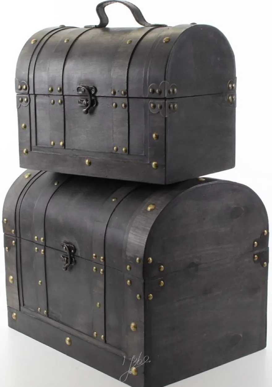 Casa Padrino Art Deco Holz Lunchbox Set Schwarz - Wohnzimmer Dekoration