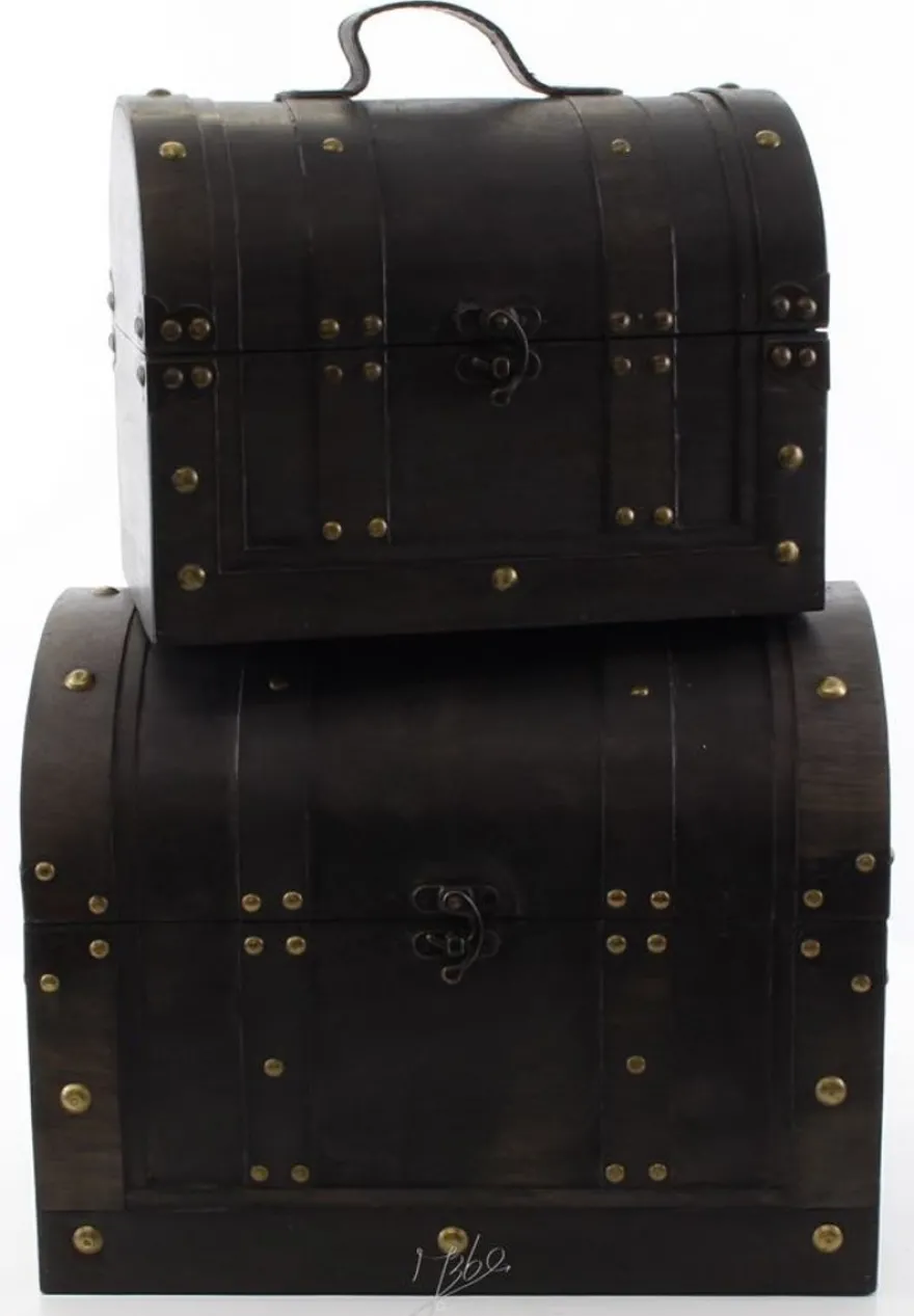 Casa Padrino Art Deco Holz Lunchbox Set Schwarz - Wohnzimmer Dekoration
