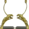 Casa Padrino Art Deco Kerzenhalter Set Panther Gold / Schwarz 23,4 x 11,8 x H. 47,4 cm - Elegante Bronze Kerzenständer - Deko Accessoires