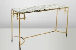 Casa Padrino Art Deco Konsolentisch Gold Metall / Marmor 130 x 40 cm - Jugendstil Konsole - Möbel Wohnzimmer