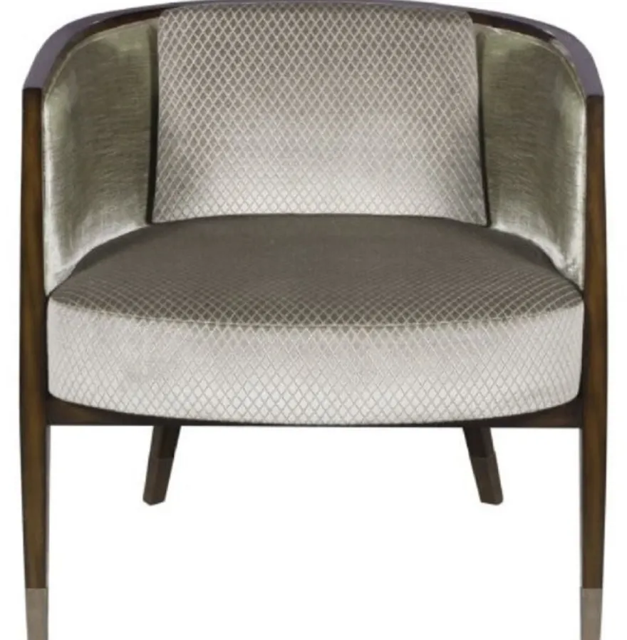 Casa Padrino Art Deco Lounge Sessel Dunkelbraun / Silber / Gold 74 x 83 x H. 71 cm - Art Deco Möbel - Luxus Qualität