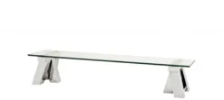Casa Padrino Art Deco Luxus Couchtisch 190 x 45 x H. 36 cm - Wohnzimmer Tisch aus poliertem Edelstahl