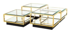 Casa Padrino Art Deco Luxus Couchtisch Gold 4er Set - Wohnzimmer Salon Tisch