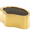 Casa Padrino Art Deco Luxus Couchtisch Gold 110 x 76 x H. 38 cm - Wohnzimmer Tisch in Gold und schwarzem Glas