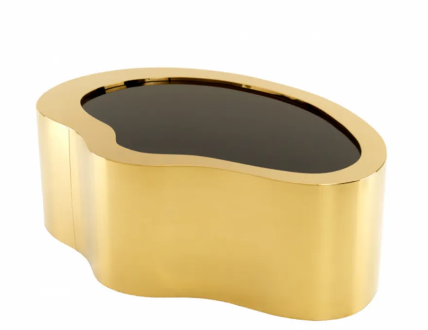 Casa Padrino Art Deco Luxus Couchtisch Gold 110 x 76 x H. 38 cm - Wohnzimmer Tisch in Gold und schwarzem Glas