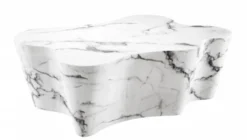 Casa Padrino Art Deco Luxus Couchtisch - Wohnzimmer Salon Tisch aus Kunstmarmor in Weiß - 116 x 76 x H. 38 cm
