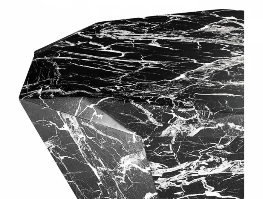 Casa Padrino Art Deco Luxus Couchtisch aus Kunstmarmor in Schwarz, 101 x H. 32 cm