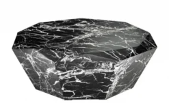 Casa Padrino Art Deco Luxus Couchtisch aus Kunstmarmor in Schwarz, 101 x H. 32 cm