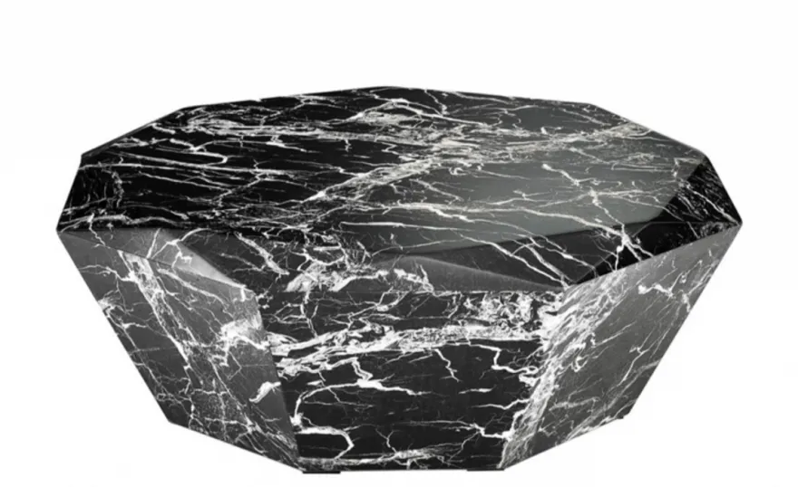 Casa Padrino Art Deco Luxus Couchtisch aus Kunstmarmor in Schwarz, 101 x H. 32 cm