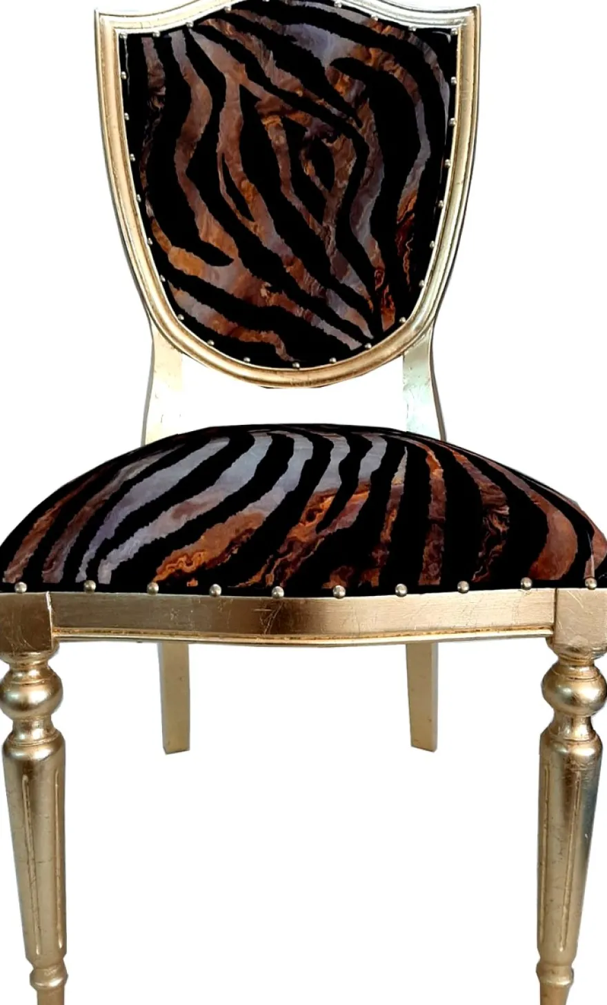 Casa Padrino Art Deco Luxus Esszimmer Stuhl Leopard / Gold - Luxus Hotel Möbel
