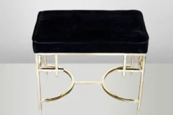 Casa Padrino Art Deco Luxus Hocker Edelstahl Schwarz / Gold - Vintage Jugendstil Möbel