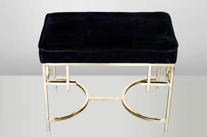 Casa Padrino Art Deco Luxus Hocker Edelstahl Schwarz / Gold - Vintage Jugendstil Möbel