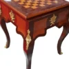 Casa Padrino Art Deco Massivholz Schachtisch Braun / Dunkelbraun / Beige / Messing 60 x 60 x H. 71 cm - Handgefertigter Spieltisch - Beistelltisch - Antik Stil Barock Möbel