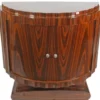 Casa Padrino Art Deco Nachttisch Braun 100 x 45 x H. 95 cm - Halbrunder Mahagoni Beistelltisch mit 2 Türen - Luxus Qualität