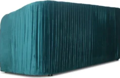 Casa Padrino Art Deco Samt Sofa Grünblau / Gold 180 x 78 x H. 80 cm - Wohnzimmer Sofa - Art Deco Wohnzimmer Möbel