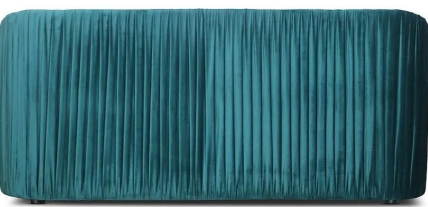 Casa Padrino Art Deco Samt Sofa Grünblau / Gold 180 x 78 x H. 80 cm - Wohnzimmer Sofa - Art Deco Wohnzimmer Möbel