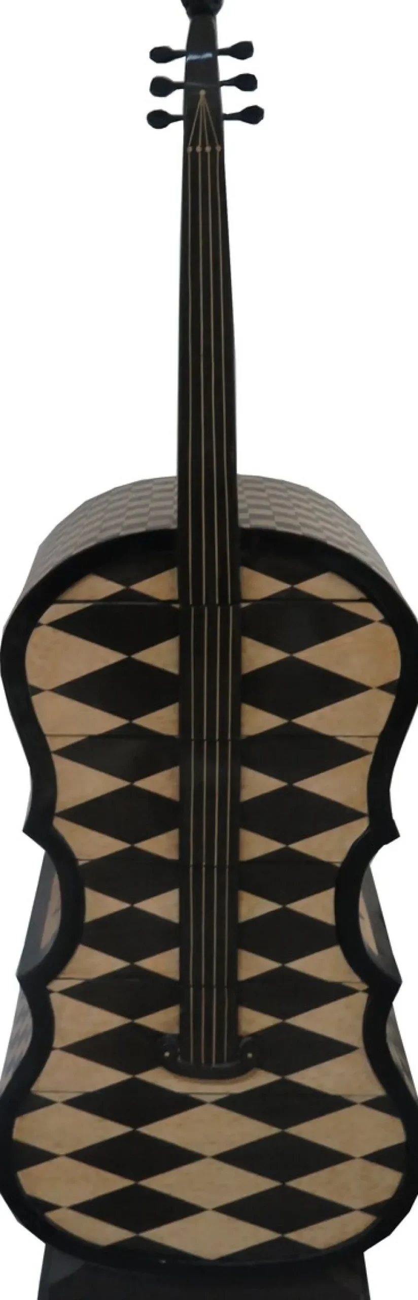 Casa Padrino Art Deco Schubladen Schrank Karo Muster im Bass Instrumenten Design - Handgefertigt - Designer Schubladen Schrank