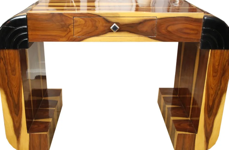 Casa Padrino Art Deco Sekretär Hellbraun / Braun 120 x 61 x H82.5 cm mit Schublade - Designer Schreibtisch