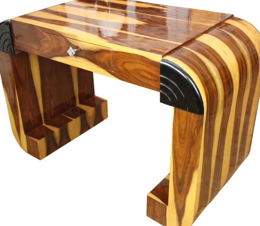 Casa Padrino Art Deco Sekretär Hellbraun / Braun 120 x 61 x H82.5 cm mit Schublade - Designer Schreibtisch