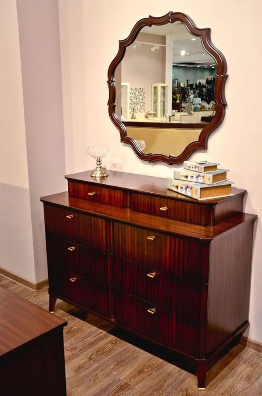 Casa Padrino Art Deco Spiegel Dunkelbraun 89 x 3 x H. 89 cm - Eleganter Mahagoni Wandspiegel - Garderoben Spiegel - Wohnzimmer Spiegel - Art Deco Möbel