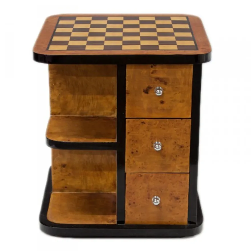 Casa Padrino Art Deco Spieltisch Schach Dame Mahagoni L 50 x B 50 x H 55 cm - Luxus Möbel Antik Stil