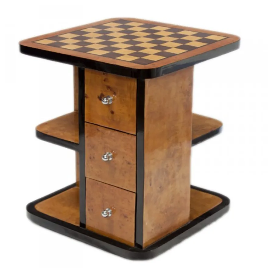 Casa Padrino Art Deco Spieltisch Schach Dame Mahagoni L 50 x B 50 x H 55 cm - Luxus Möbel Antik Stil
