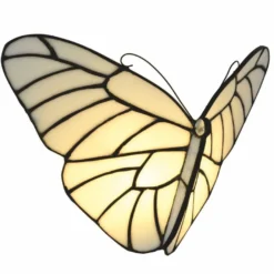 Casa Padrino Art Deco Tiffany LED Wandleuchte Schmetterling Weiß / Schwarz - Tiffany Leuchten