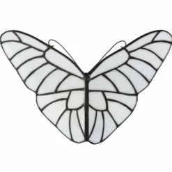Casa Padrino Art Deco Tiffany LED Wandleuchte Schmetterling Weiß / Schwarz - Tiffany Leuchten