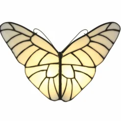 Casa Padrino Art Deco Tiffany LED Wandleuchte Schmetterling Weiß / Schwarz - Tiffany Leuchten