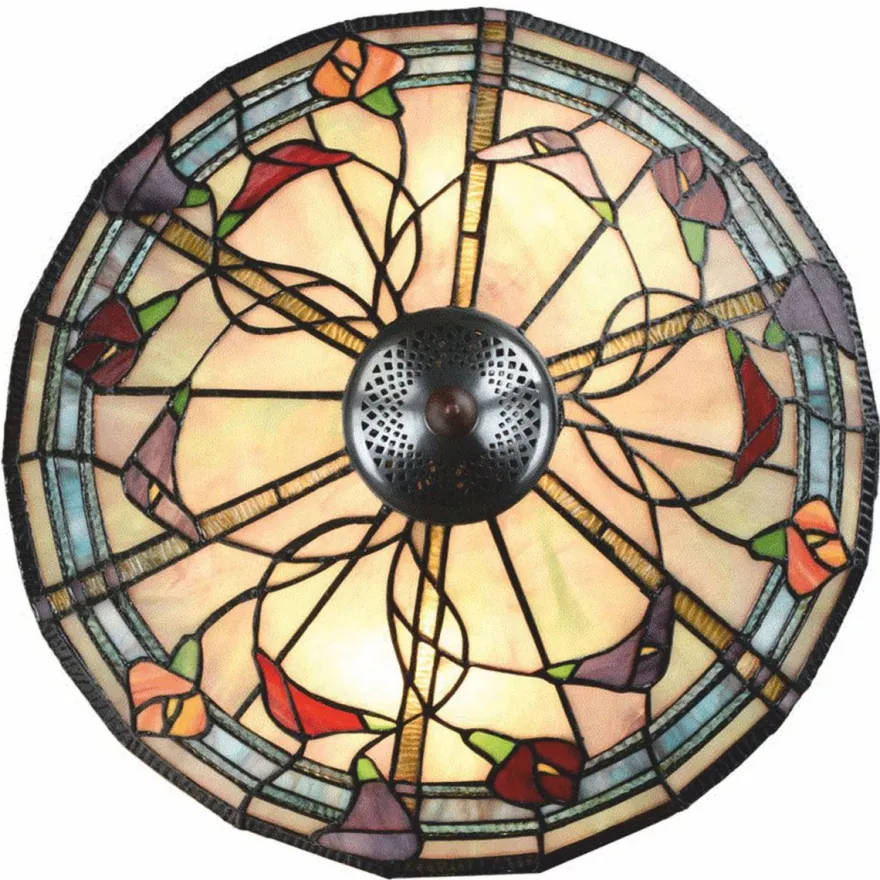 Casa Padrino Art Deco Tiffany Deckenleuchte Bunt Ø 40 cm - Tiffany Leuchten