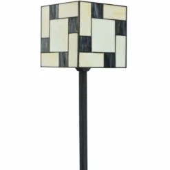 Casa Padrino Art Deco Tiffany Stehleuchte Creme / Schwarz H. 164 cm - Tiffany Leuchten