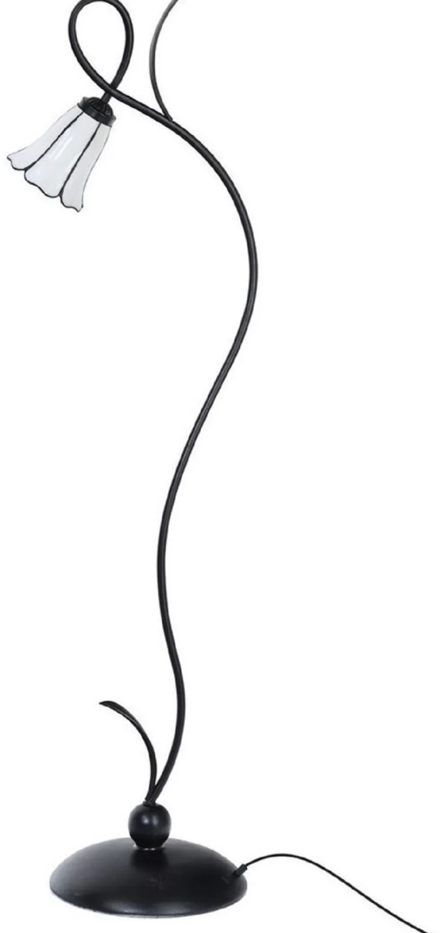 Casa Padrino Art Deco Tiffany Stehleuchte Schwarz / Weiß H. 160,5 cm - Tiffany Leuchten