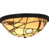 Casa Padrino Art Deco Tiffany Deckenleuchte Bunt / Schwarz Ø 33 cm - Tiffany Leuchten
