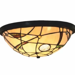 Casa Padrino Art Deco Tiffany Deckenleuchte Bunt / Schwarz Ø 33 cm - Tiffany Leuchten