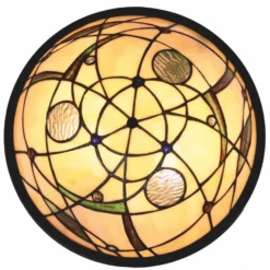 Casa Padrino Art Deco Tiffany Deckenleuchte Bunt / Schwarz Ø 33 cm - Tiffany Leuchten