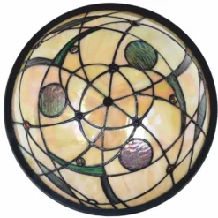 Casa Padrino Art Deco Tiffany Deckenleuchte Bunt / Schwarz Ø 33 cm - Tiffany Leuchten