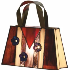 Casa Padrino Art Deco Tiffany Tischleuchte in Handtaschenform Rot / Gelb / Lila 26 cm