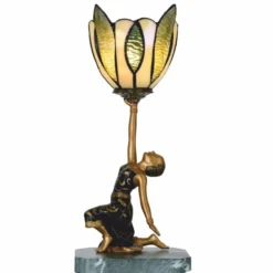 Casa Padrino Art Deco Tiffany Tischleuchte Dame Gold / Schwarz / Grün H. 38 cm