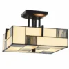 Casa Padrino Art Deco Tiffany Deckenleuchte Creme / Schwarz 35 cm - Tiffany Leuchten