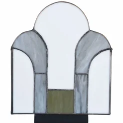 Casa Padrino Art Deco Tiffany Tischleuchte Weiß / Blau-Grau / Grün / Schwarz H. 28,5 cm