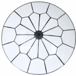Casa Padrino Art Deco Tiffany Tischleuchte Weiß / Schwarz / Silber H. 48 cm - Tiffany Leuchten