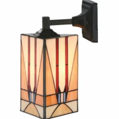 Casa Padrino Art Deco Tiffany Wandleuchte Bunt / Schwarz H. 37 cm - Tiffany Leuchten