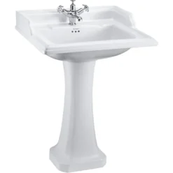 Casa Padrino Art Deco Waschbecken mit Sockel, Jugendstil Design, Weiß, 65 x 57,5 x H. 92 cm