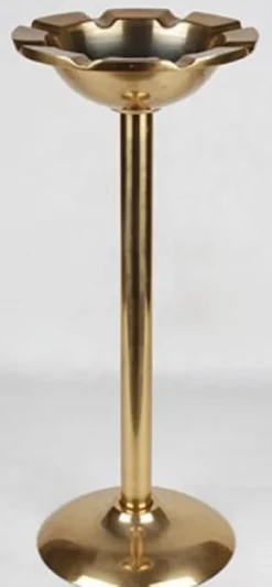 Casa Padrino Aschenbecher Antik Messingfarben Ø 26 x H. 63 cm - Runder Aluminium Aschenbecher mit Ständer - Deko Accessoires
