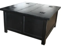 Casa Padrino aufklappbarer Couchtisch in Schwarz - 85,5 cm x 85,5 cm x H45 cm - Landhausstil