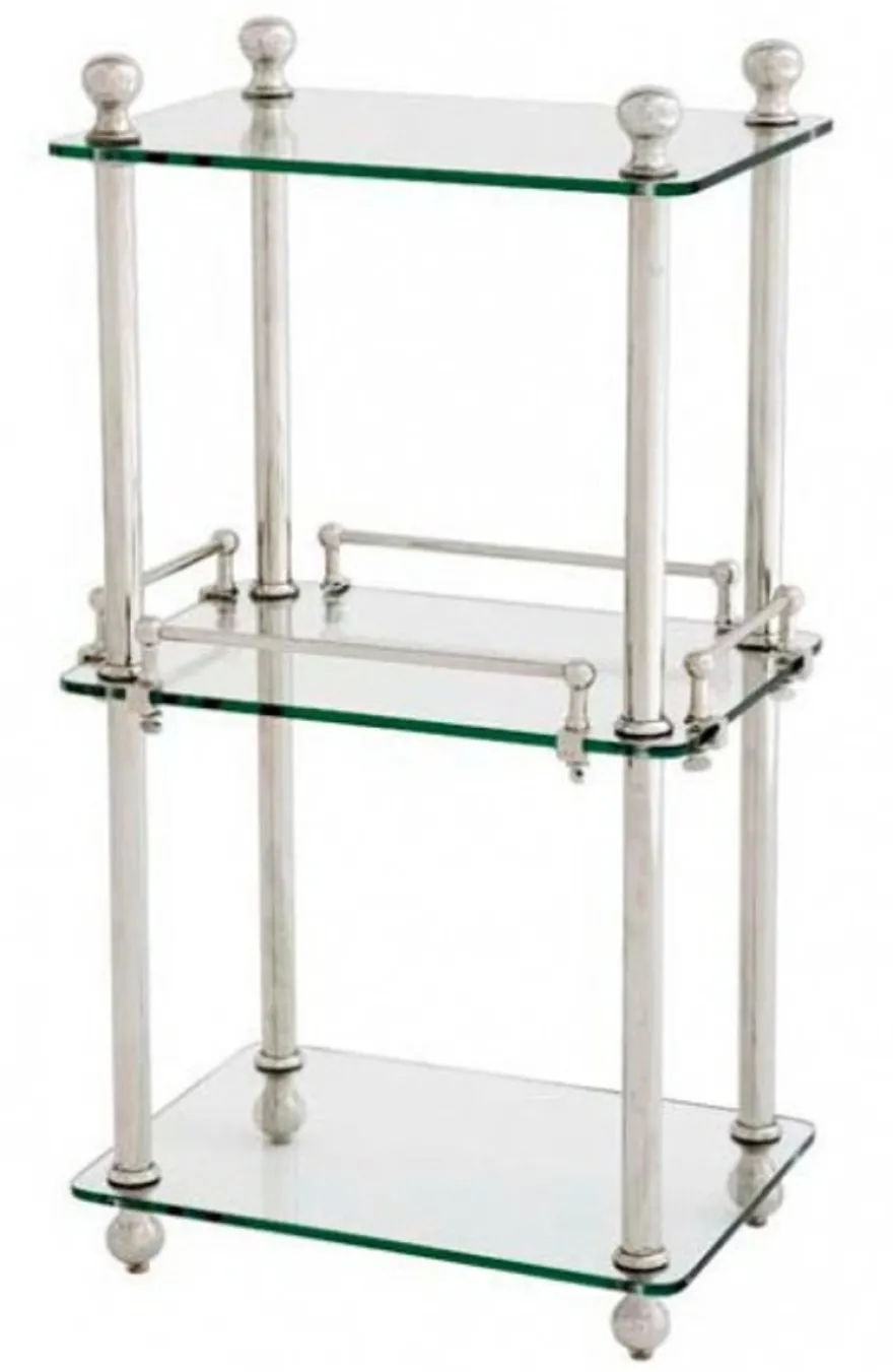 Casa Padrino Badezimmer Luxus Regalschrank vernickelt - Silber - 43 x 32 x 82 cm