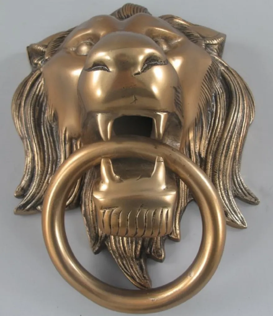 Casa Padrino Barock Aluminium Türklopfer Löwe Bronze H. 33 cm - Barock Deko Accessoires