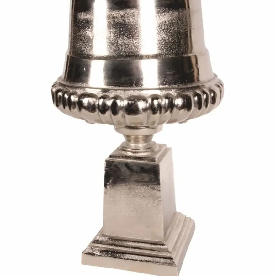 Casa Padrino Barock Aluminium Blumentopf Silber H. 71 cm - Barock Deko Accessoires
