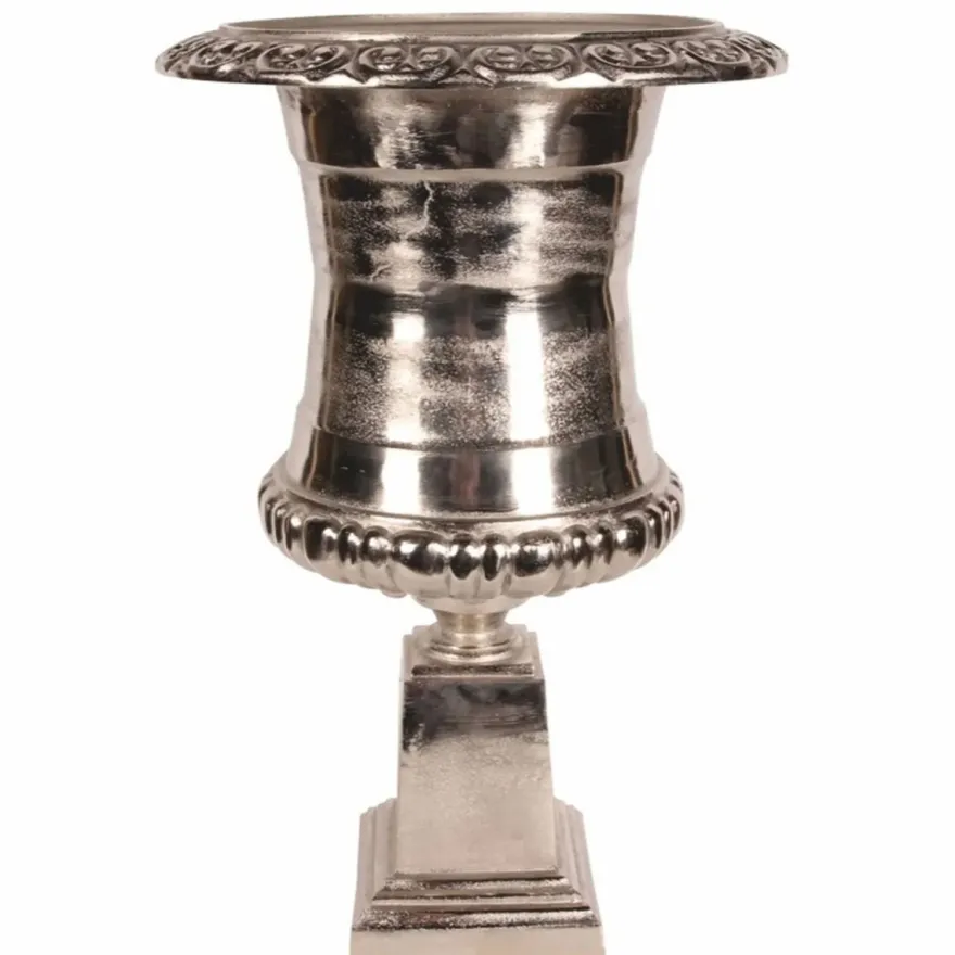 Casa Padrino Barock Aluminium Blumentopf Silber H. 71 cm - Barock Deko Accessoires